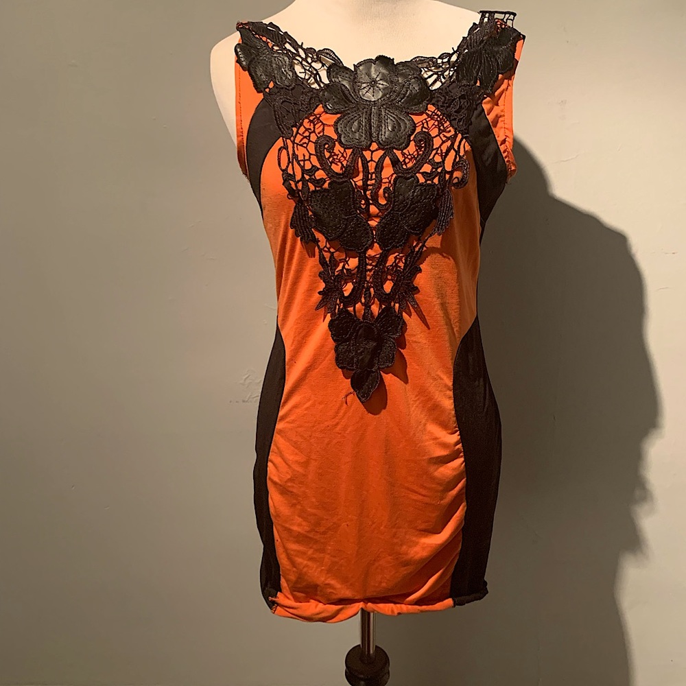 Vintage spandex and lace party dress
